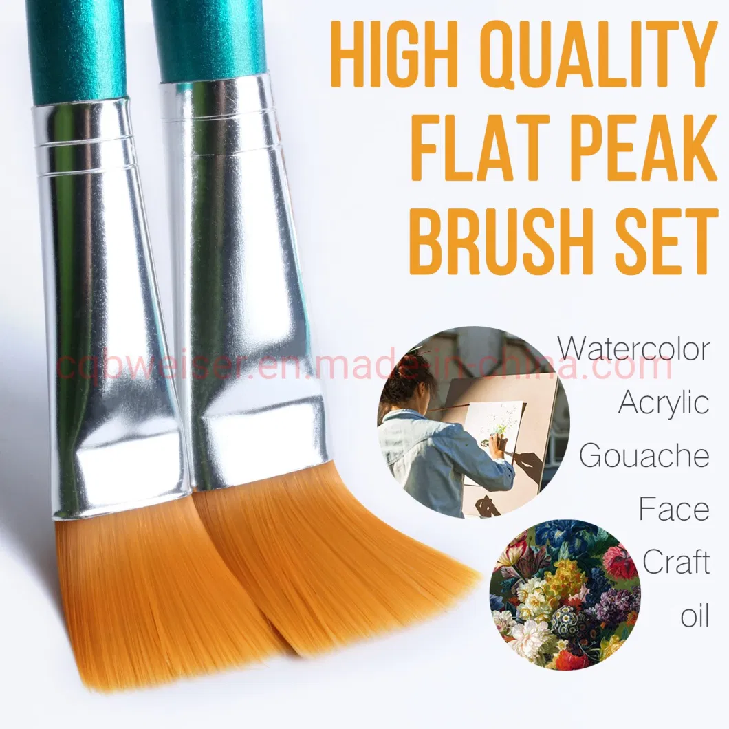 Acrylic Watercolor Oil Nylon Hair Fan Head Wood Handle Brush